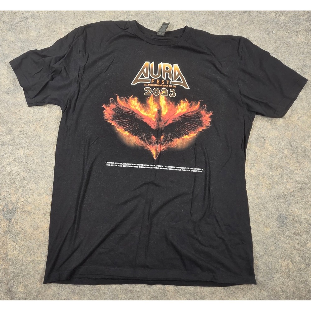 Aura Fest 2023 Underground Rock Phoenix Tee Black Large Band Concert Tour